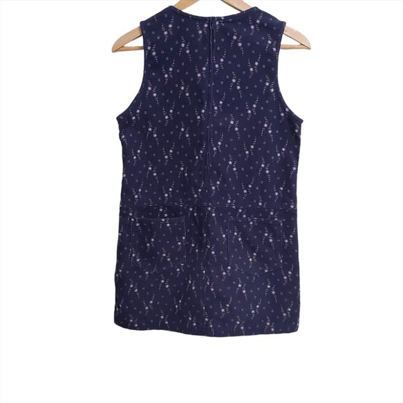 GAP Vintage Girls Corduroy Jumper Dress XL Navy Floral Cotton Pockets Sl… - Picture 2 of 12